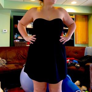 Plain black strapless mini dress!